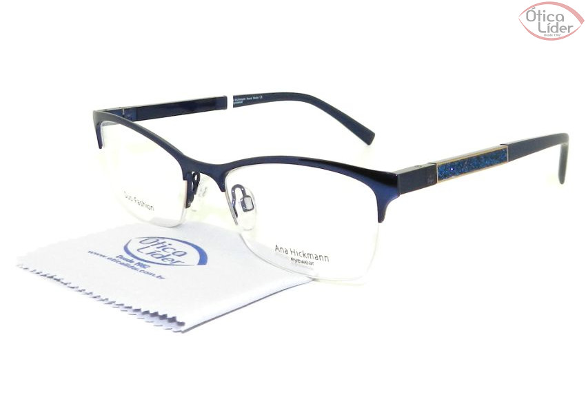 Armação Ana Hickmann AH 1282 06cs 52 fny Metal Azul