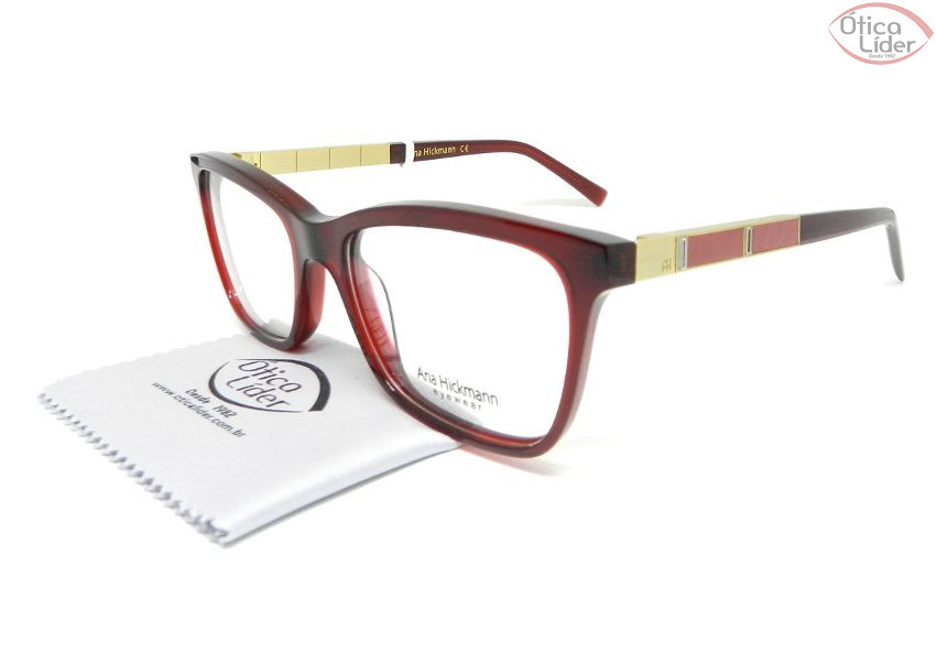 Armação Ana Hickmann AH6246 t01 51 Acetato Bordô / Metal Dourado