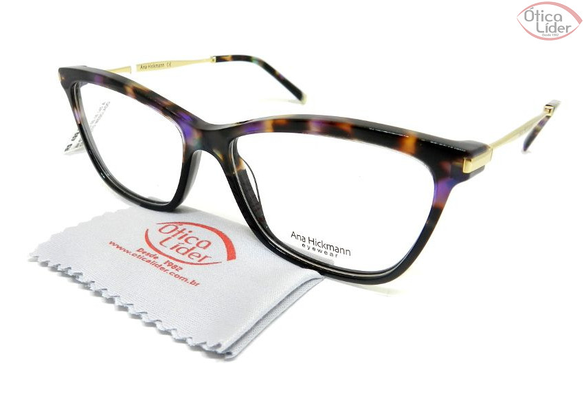Ana Hickmann AH6254 c02 55 Acetato Preto Mesclado / Dourado