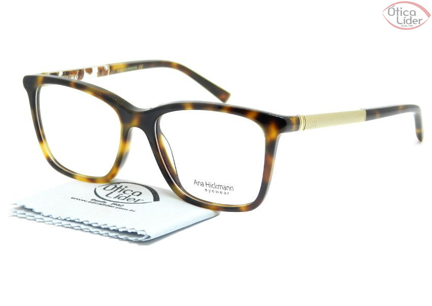 Armação Ana Hickmann AH6268 g21 52 Acetato Demi / Metal Dourado