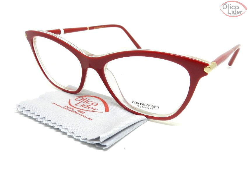 Armação Ana Hickmann AH6317 h04 52 Acetato Vermelho