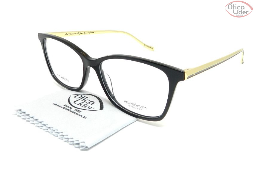 Ana Hickmann AH London II Night 54 Acetato Preto / Metal Dourado
