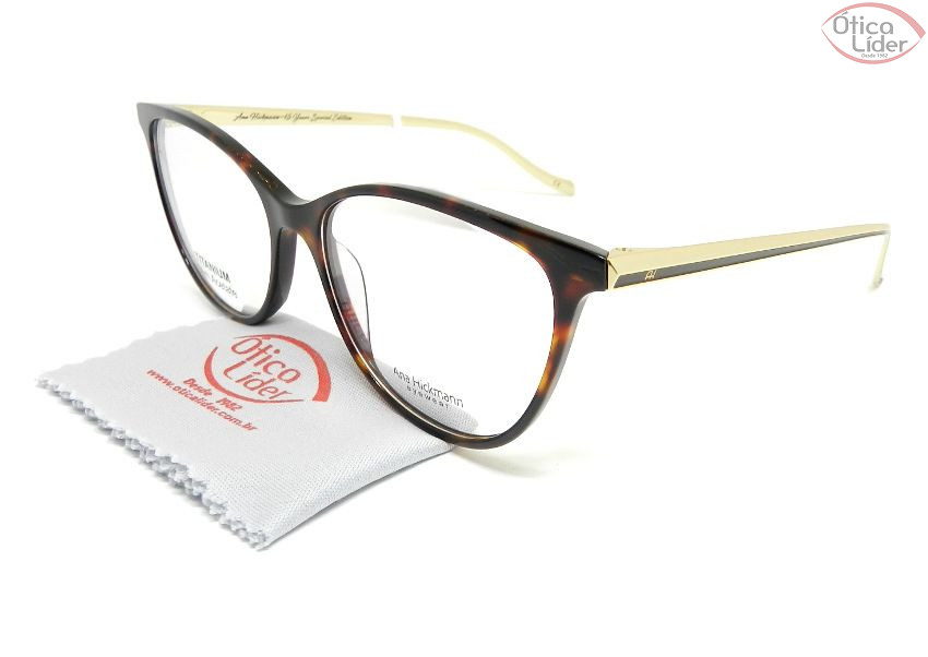 Óculos Ana Hickmann AH London III Shiny 54 Acetato Mesclado / Titanium Dourado