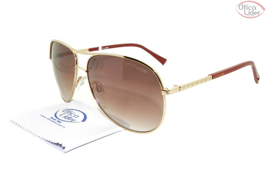 Atitude AT 3140 04b 62 Aviador Metal Dourado / Vinho
