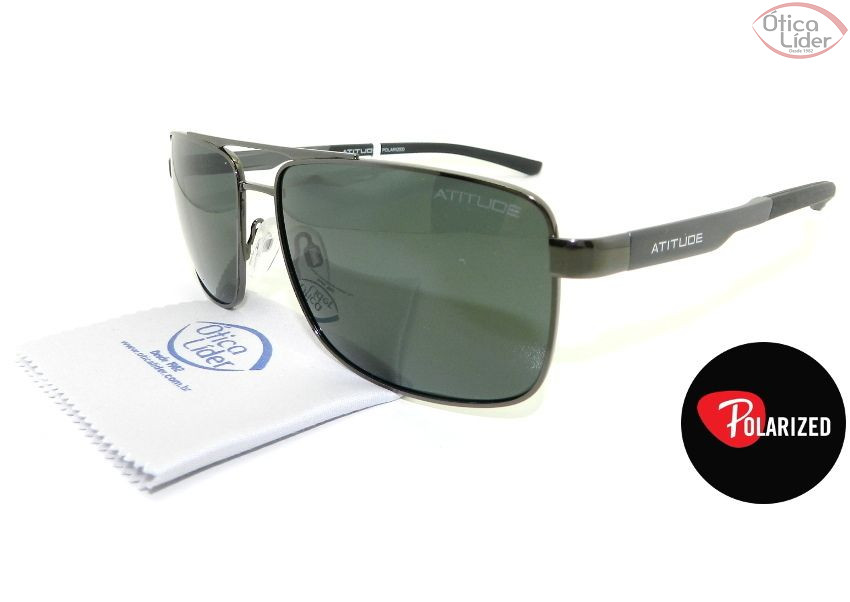 Atitude AT 3152 02a 61 Metal Chumbo / Acetato Preto Polarizado