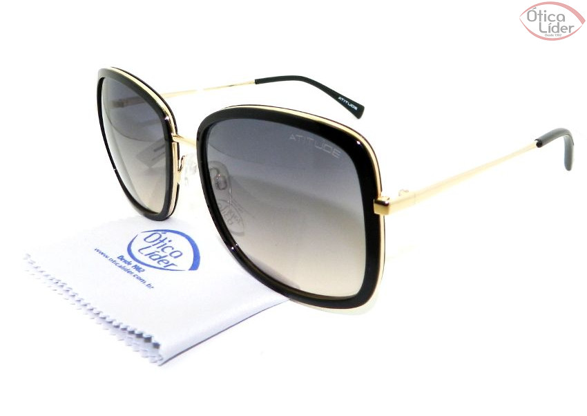 Atitude AT 3169 a01 59 Acetato Preto / Metal Dourado
