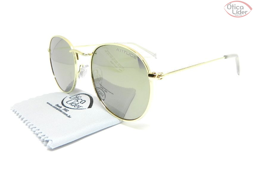 Atitude AT 3191 04a 50 Round Metal Dourado Espelhado