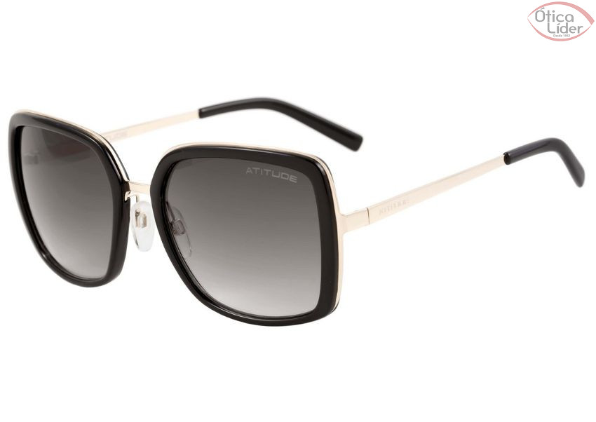 Atitude AT 5254 a01 56 Acetato Preto c/ Dourado