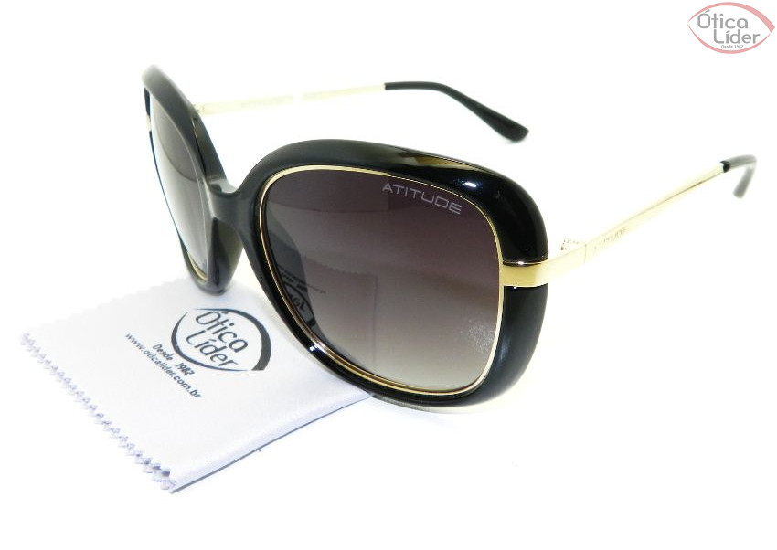 Atitude AT 5270 a01 55 Acetato Preto / Metal Dourado