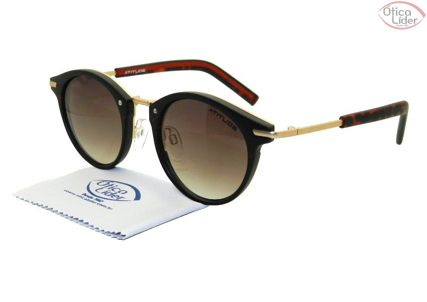 Atitude AT5289 g21 49 Acetato Preto / Metal Dourado