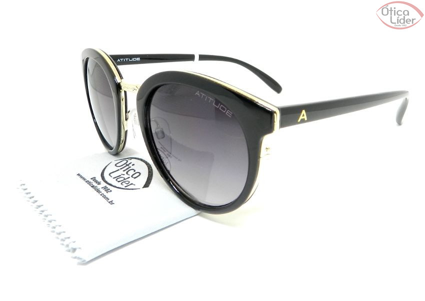Atitude AT5352 a01 50 Acetato Preto / Metal Dourado
