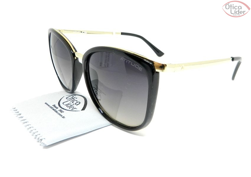 Atitude AT 5353 a01 56 Acetato Preto / Metal Dourado