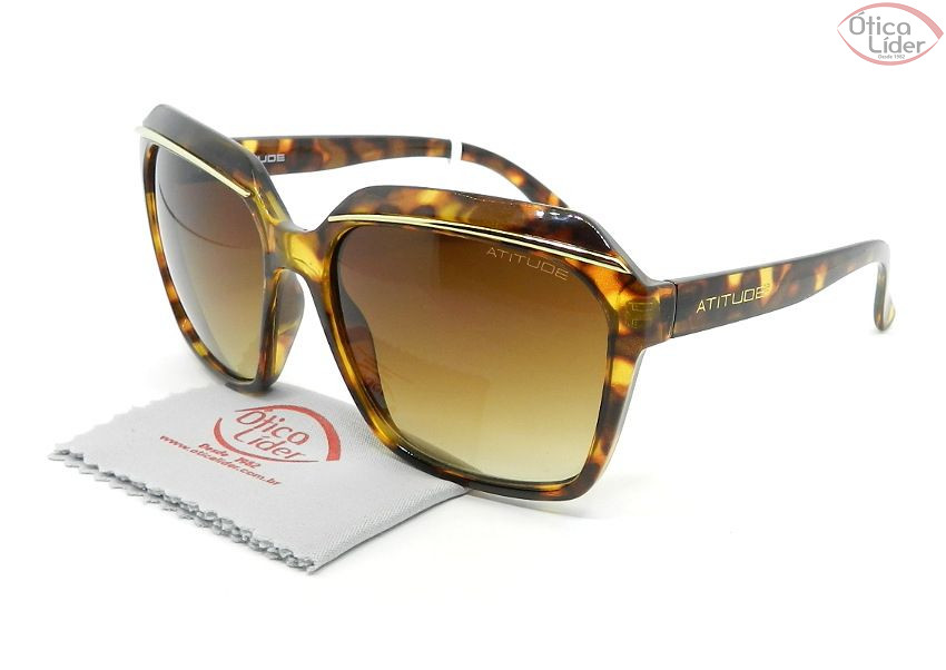 Atitude AT5390 g21 59 Quadrado Acetato Tartaruga Marrom Degradê