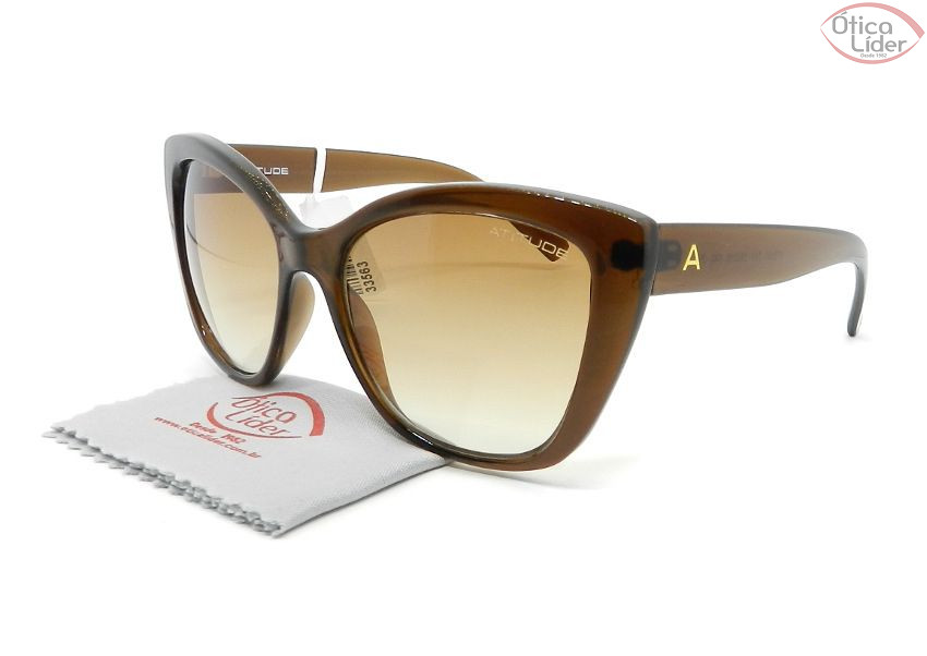 Atitude AT5391 t01 55 Acetato Marrom Transparente Lente Degradê