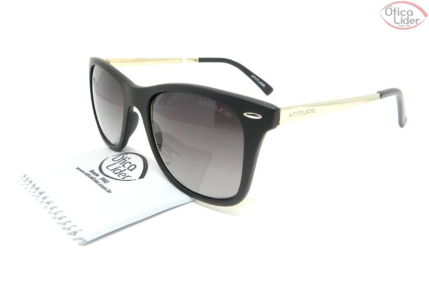 Atitude AT 8003 a02 49 Acetato Preto / Metal Dourado