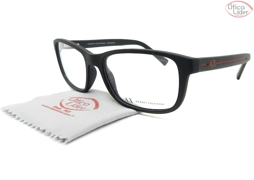 Armani Exchange AX3021l 8078 54 Acetato Preto c/ Vermelho