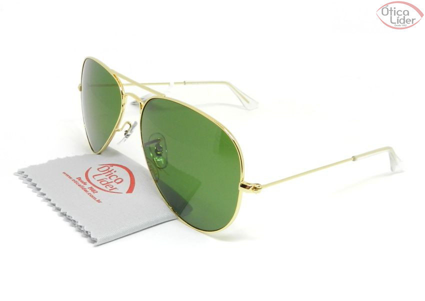 Difaty DF3025 c7 58 Aviador Metal Dourado Lente Verde