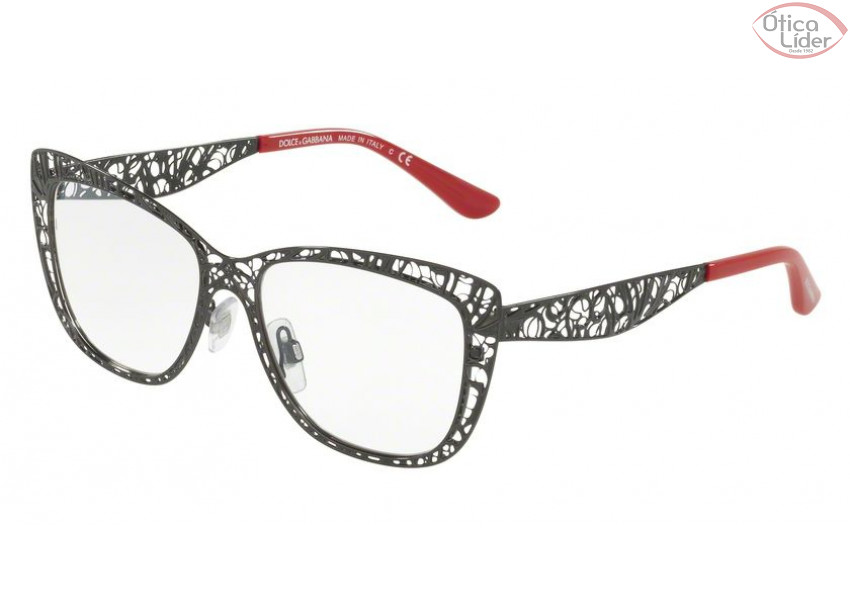Dolce & Gabbana DG 1287 01 52 Metal Preto / Vermelho
