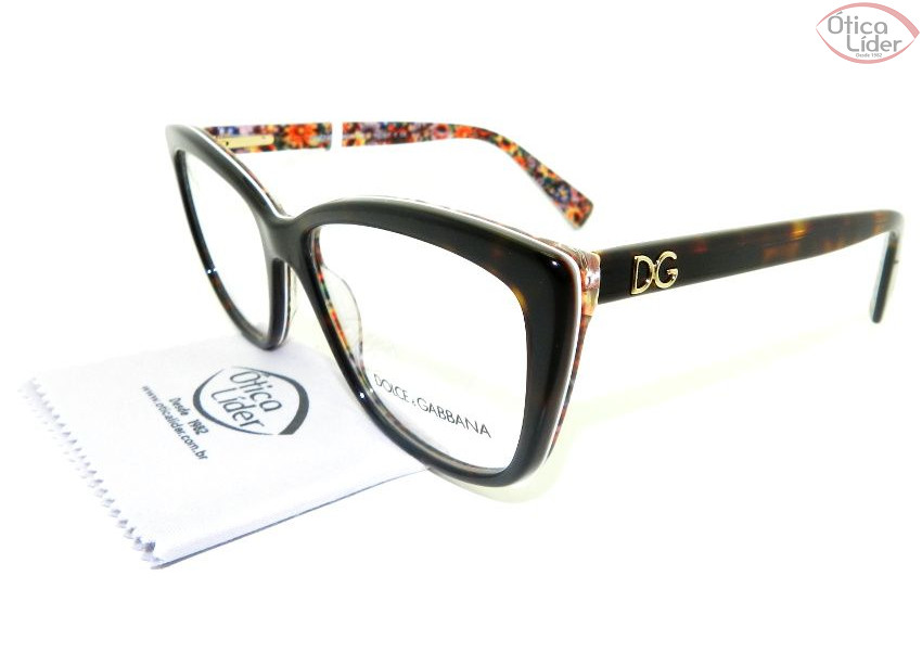 Dolce & Gabbana DG 3190 2790 54 Acetato Preto Mesclado / Floral