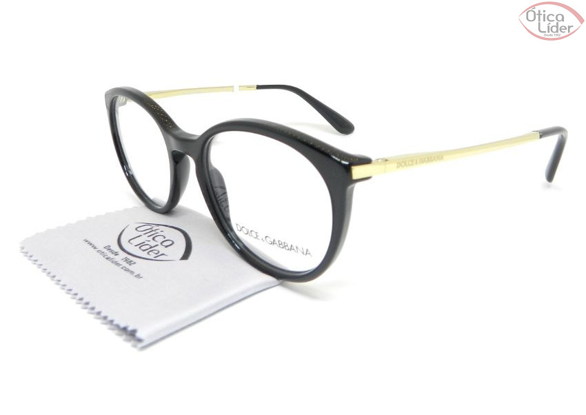 Dolce & Gabbana DG 3242 501 50 Acetato Preto / Metal Dourado