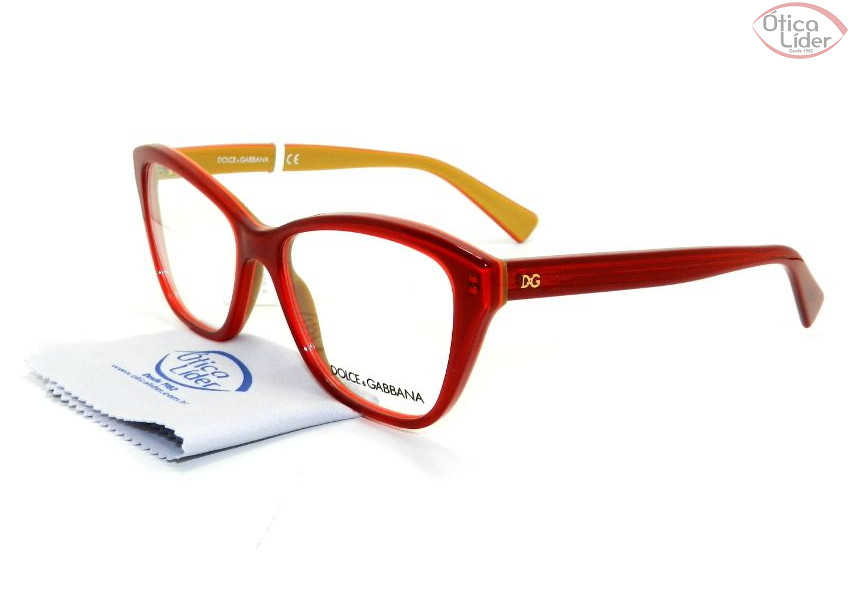 Dolce & Gabbana DG3249 2968 53 Acetato Vermelho / Dourado