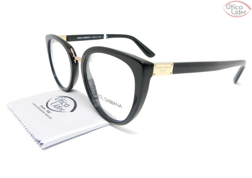 Dolce & Gabbana DG 3262 501 53 Acetato Preto / Metal Dourado