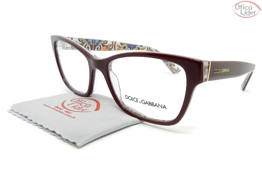 Dolce & Gabbana DG3274 3179 54 Acetato Bordô / Decoração Maiolica