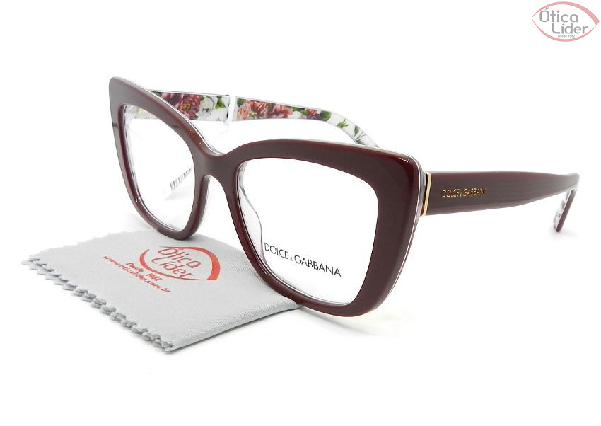 Dolce & Gabbana DG3308 3202 51 Acetato Bordô/Floral