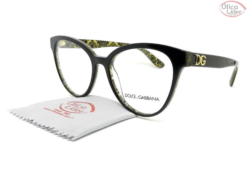 Dolce & Gabbana DG3320 3215 53 Acetato Preto / Glitter Dourado