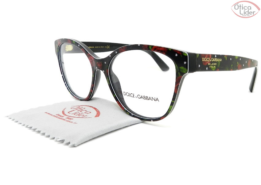 Dolce & Gabbana DG3322 3229 54 Acetato Preto Floral