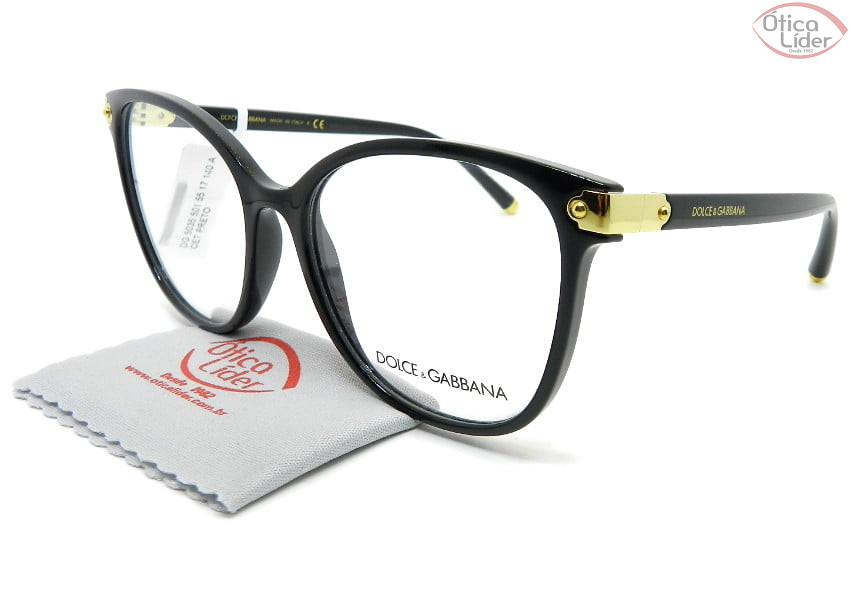 Dolce & Gabbana DG5035 501 55 Acetato Preto / Dourado