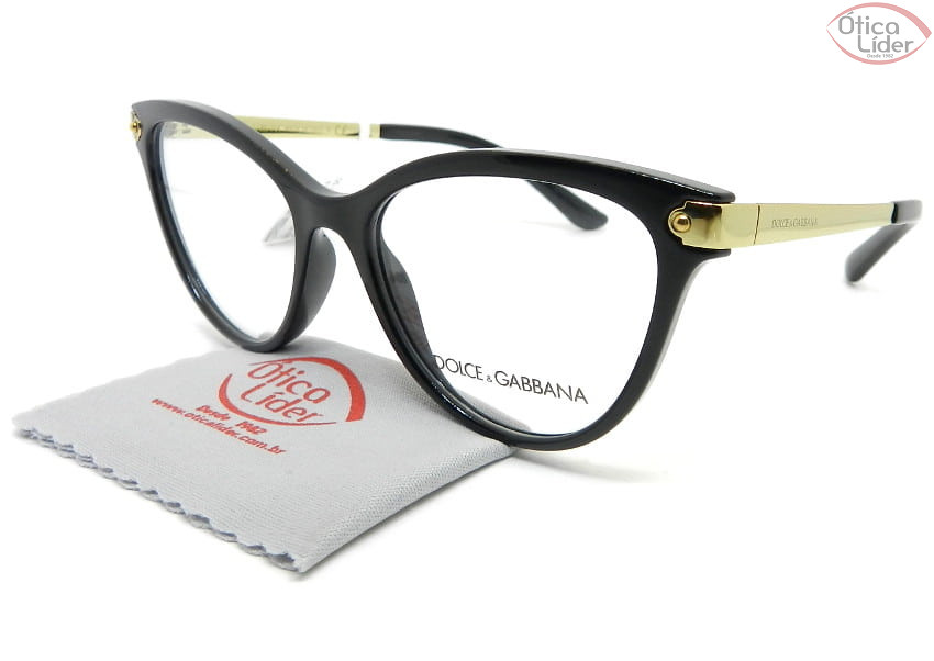 Dolce & Gabbana DG5042 501 52 Acetato Preto / Metal Dourado