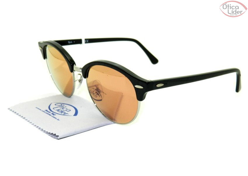 Ray-Ban RB 4246 1197/z2 51 Clubmaster Acetato Preto Rosê Espelhado