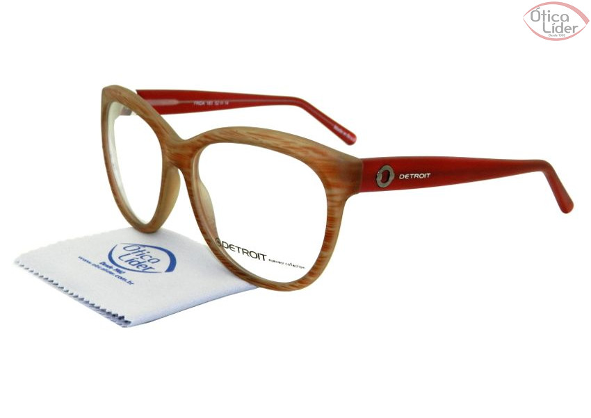 Detroit DT Frida 183 52 Acetato Marrom / Vermelho