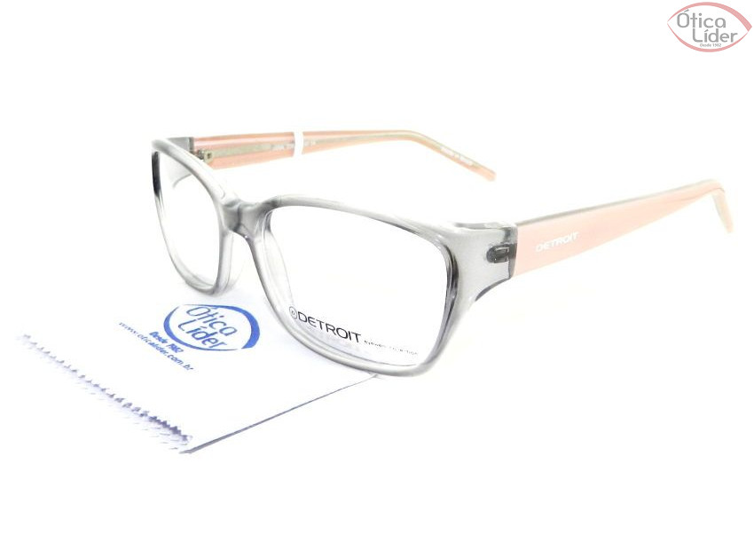 Detroit DT Iara 338 48 Acetato Cinza Transparente / Rosa