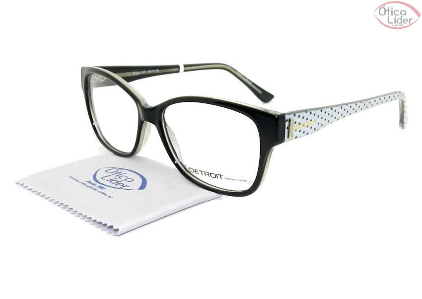 Detroit DT Clara 127 48 Acetato Preto / Branco