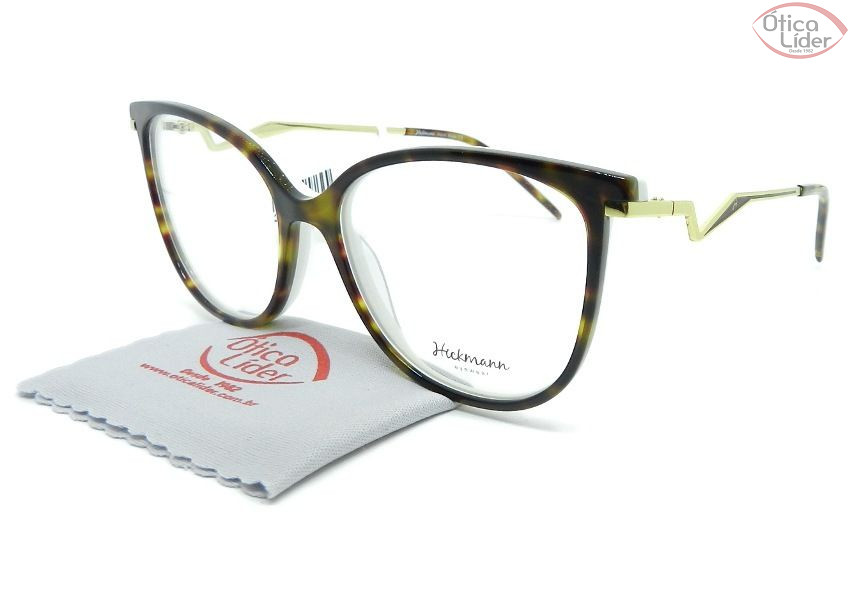 Armação Hickmann HI6097 g21 53 Acetato Havana/Branco e Dourado