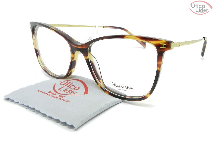 Armação Hickmann HI6113 e01 54 Acetato Marrom Mesclado / Dourado