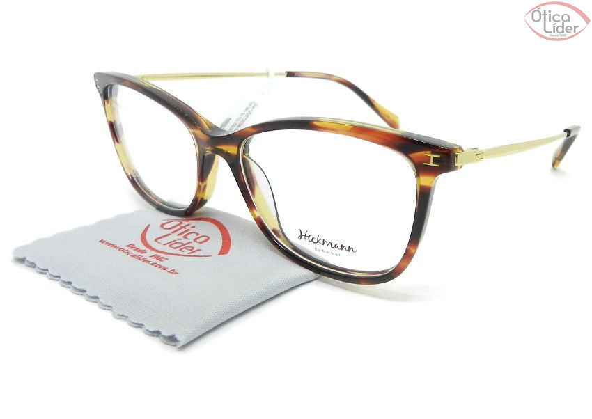 Armação Hickmann HI6116 e01 53 Acetato Marrom Mesclado / Dourado