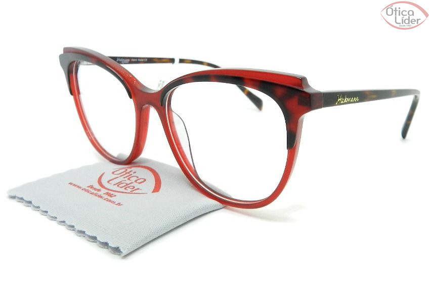 Armação Hickmann HI6132B H02 53 Acetato Vermelho Transparente / Tartaruga