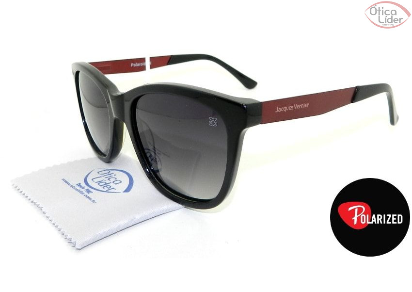 Jacques Vernier JV mmb 2004 54 c1 Acetato Preto / Vermelho Polarizado