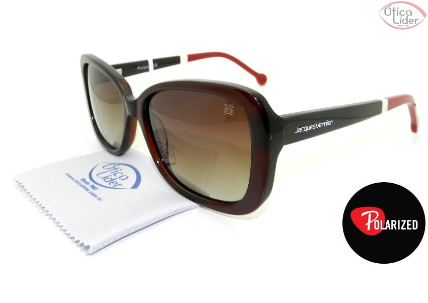 Jacques Vernier JV mmb 2043 55 c4 Acetato Marrom / Vermelho Polarizado