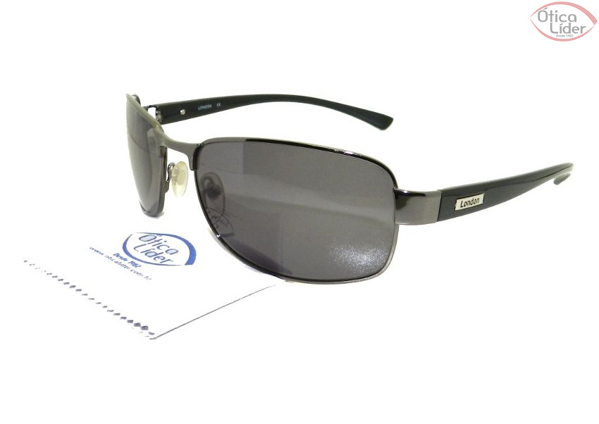 Óculos London LO 102 63 Metal Chumbo / Acetato Preto