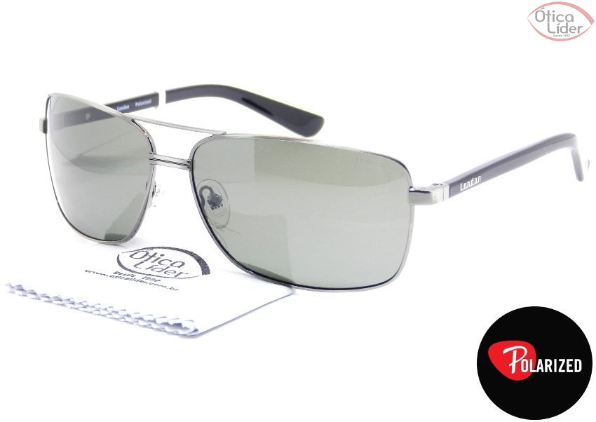 London LO 620 CD 64 Metal Chumbo / Acetato Preto Polarizado