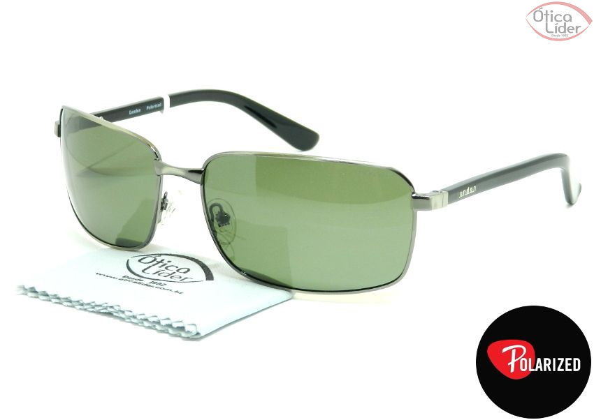 London LO 623 CD 64 Metal Chumbo / Acetato Preto Polarizado