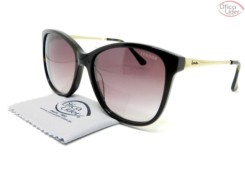 Óculos London LO L630 col.b 57 Acetato Preto / Metal Dourado