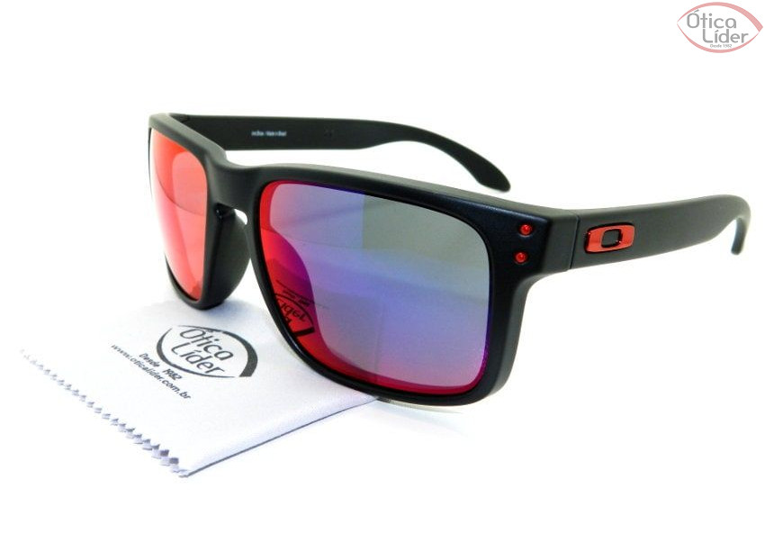 Oakley OO9102l/36 55 Holbrook Red Iridium Acetato Preto Espelhado