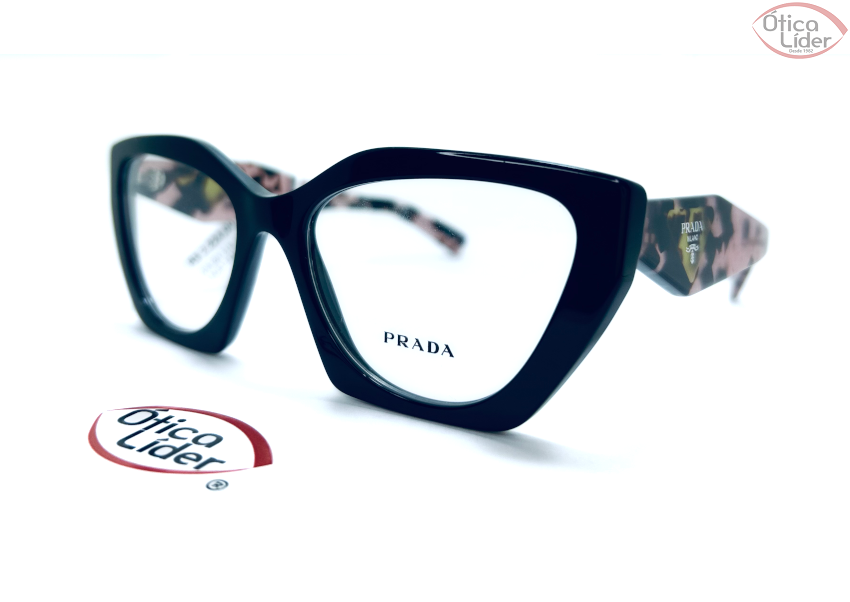 Prada MILANO VPR 09Y 21B 101 54 Acetato Preto/ Hst tartaruga rosa