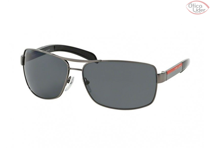 Prada PS 54is 5av 5z1 65 Linea Rossa Polarizado Metal Chumbo / Preto