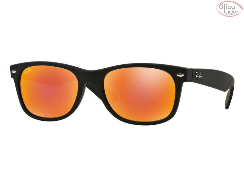 Ray-Ban RB 2132 622/69 55 New Wayfarer Preto Espelhado Laranja